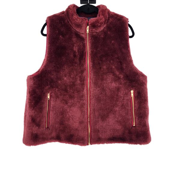 J.CREW Women's Plush Fleece Excursion Vest Crimson Maple Style E1535 Size XXL - Picture 2 of 6